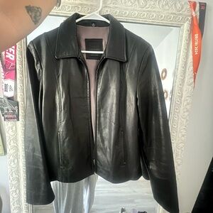 Rogue Black Leather Jacket with Pink Lining